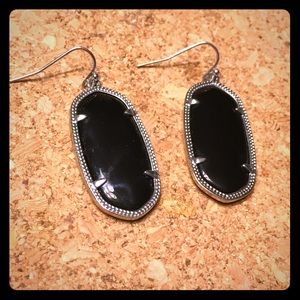 Kendra Scott black and silver drop earrings, EUC